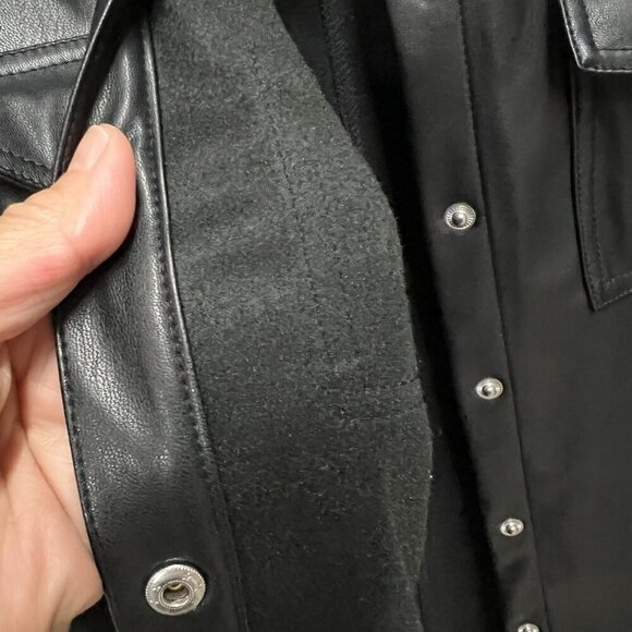 Kit & Sky Faux-Leather Shacket Mini Dress Large in Black - Picture 3 of 11